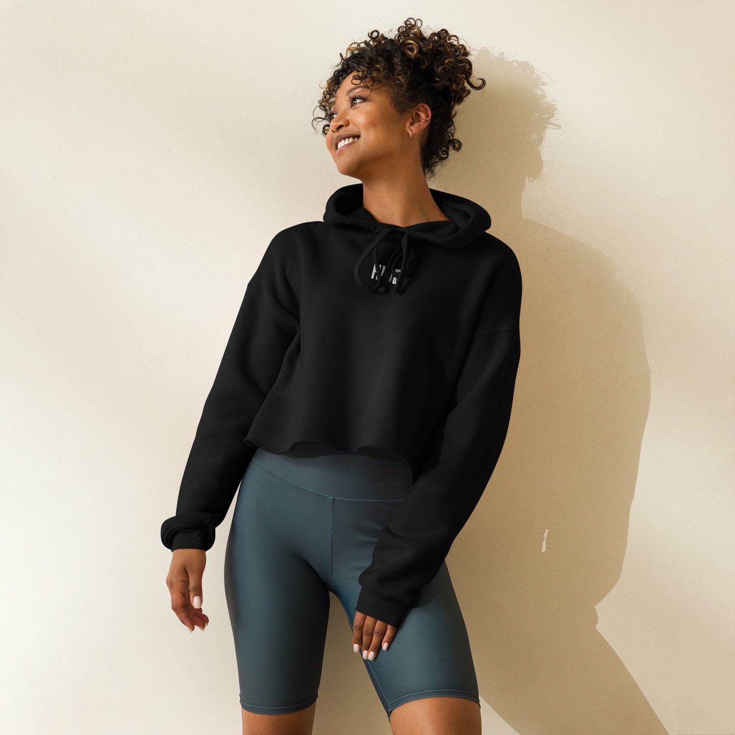 Crop Hoodie White letters